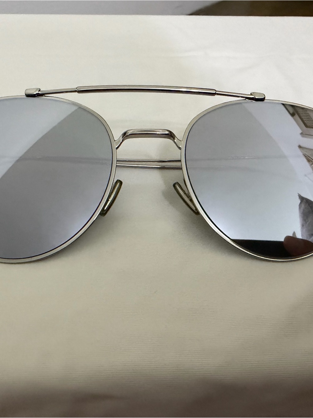 Dior Silver Mirrored Round Aviator Sunglasses